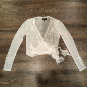 Lulus Sheer Knit Wrap Top